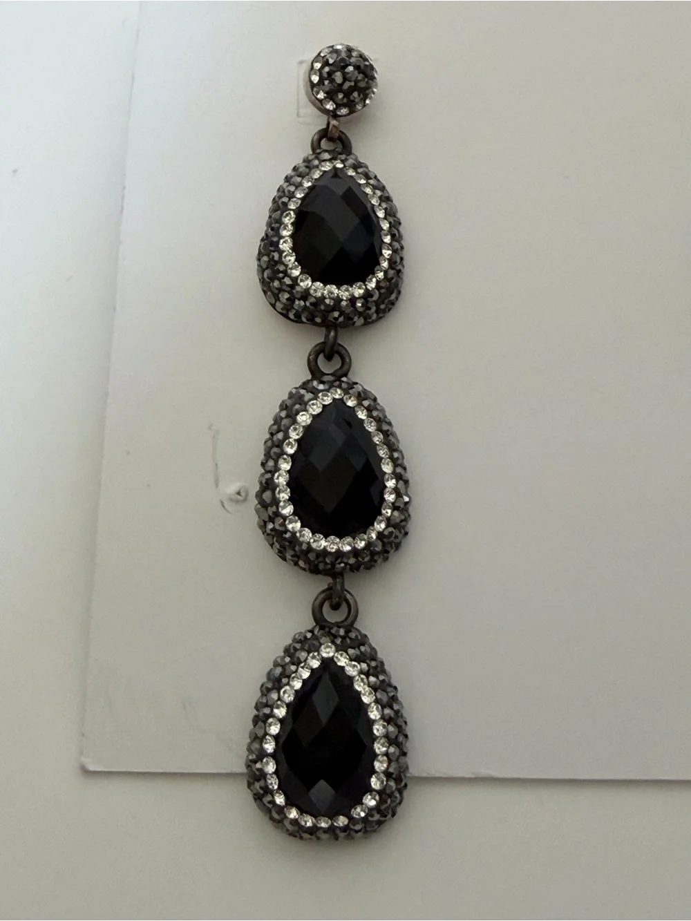 Elegant Black Teardrop Crystal Drop Earrings